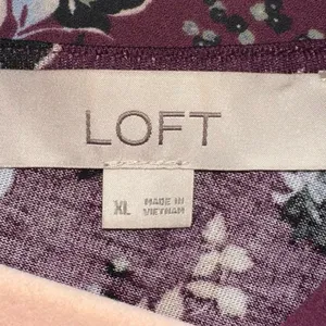 LOFT Floral Blouse XL Burgundy‎ Long Sleeve Boho Peasant Top Lightweight Women thumbnail 5