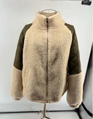 Jacqueline de Yong JDY Jdyiza Teddy Jacket Cream Sherpa Green Quilted XL thumbnail 1