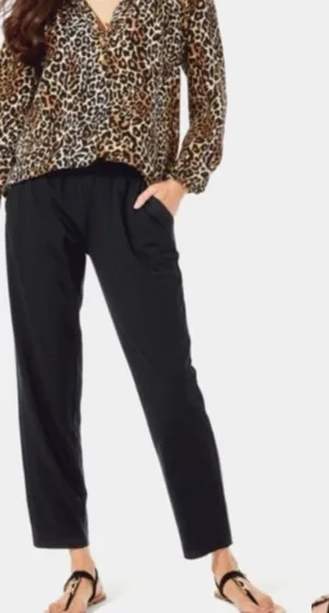 Lilly Pulitzer Malani Knit Black Pants Pull-on Relaxed Straight Leg XS Travel thumbnail 1