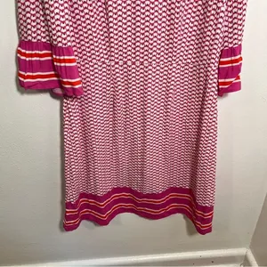 Boden‎ Women's Andrea Belted Dress Pink White Orange Floral Stripes Bell Sleeve thumbnail 3