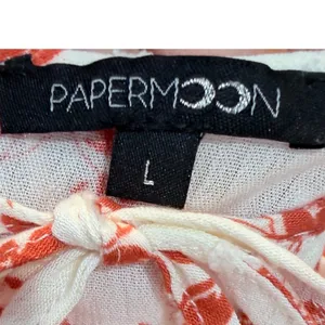 Paper Moon Orange Floral Swiss Dot Tie‎ Neck Blouse Womens Large Boho Romantic thumbnail 6