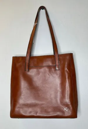 PATRICIA NASH Brown Leather Front Pocket Zipper Closure Top Handle Shoulder Tote thumbnail 1