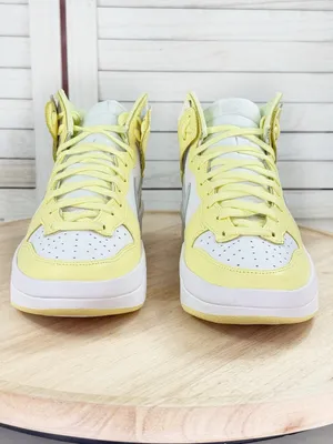 Nike Dunk High Up Sneakers White Citron Lemon‎ Yellow Womens 8 DH3718-105 thumbnail 2