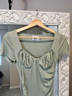 Princess Polly Bodycon Ribbed Mini Dress Sage Green thumbnail 5