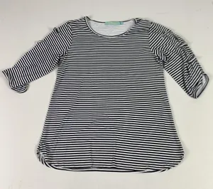 Anthonys Resort Wear Tunic Shirt‎ Womens Small Navy Stripe 3/4 Grommet Sleeve thumbnail 1