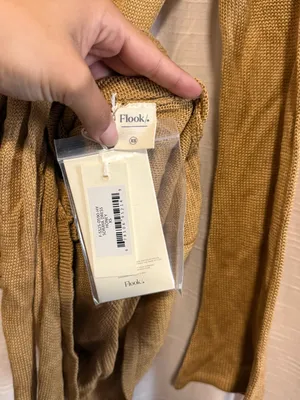 NWT Flook Long-Sleeve Knot Front Mini Dress in Mustard thumbnail 4