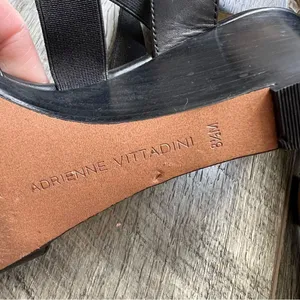 ADRIENNE VITTADINI Rheanne Black Wedge Strappy Sandals Size 8.5 Fine Leather thumbnail 5