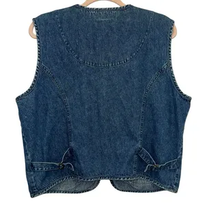 Vintage‎ Haggar Denim Utility Vest Large Blue Zip Front Workwear Pockets 90s thumbnail 2