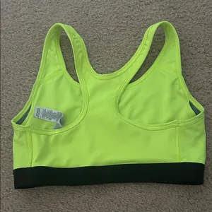 Nike Neon Lime Racerback Sports Bra with Black Band thumbnail 2