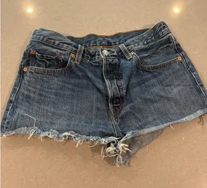 Levis Womens Blue‎ Denim Shorts Frayed Raw Hem 501 Style thumbnail 1