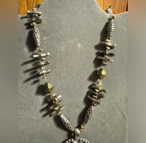 Chicos Chunky Statement Gold Silver Bronze Tone Medallion Necklace thumbnail 3