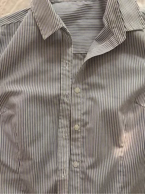 Classic Women's Blue and White Pinstripe Button-Down Shirt thumbnail 3