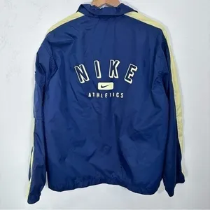 Nike 90s Streetwear‎ Vintage Navy Blue and Yellow Logo Windbreaker Womens Size M thumbnail 8