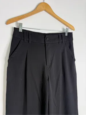 American Eagle Super High Rise Wide Leg Pants Size 8 Black Stretch Trousers thumbnail 3