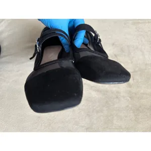 Zara Black Mesh & Suede Low Block Heel Mary Janes Heels with Buckle Strap Sz 39 thumbnail 7