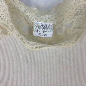 Free People Cream Lace Sleeved Romantic Fairycore Regencycore Ribbed Top thumbnail 15