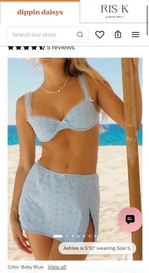 Dippin’ Daisy’s Charmed Slit Mini Skirt in Baby Blue thumbnail 2