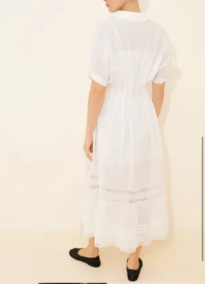 Nuuly White Collar Cottage Midi Dress thumbnail 2