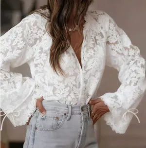 Shein Blouse White Lace thumbnail 2