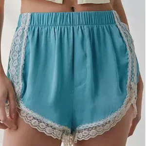 Urban Outfitters NEW Out From Under Annie Lace-Trim Satin Micro Short Cameo Blue Medium thumbnail 3