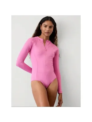 New Athleta M Shield One Rashguard One Piece Swimsuit Peonies Pink Medium Reg thumbnail 3