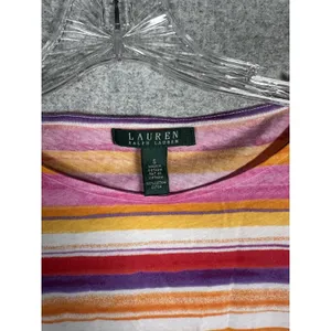 Lauren Ralph Lauren Small Womens Top Striped Southwest Tie Boho‎ Cap Sleeve thumbnail 2