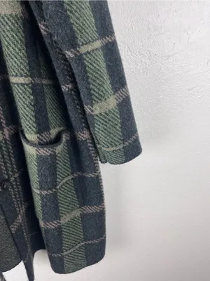 J. JILL Wool Blend Plaid Pockets Button Front Trench Coat Size XL Winter Cozy thumbnail 6