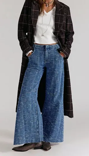 NWT Free People Front Row Wide-Leg Flare Jeans in Making Waves thumbnail 1