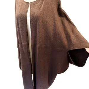 Marla Wynne Brown Wool Blend Knit Poncho Sweater Cardigan Size M-L thumbnail 5