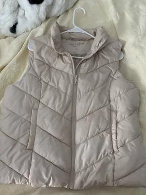 Cole Haan Light Beige Quilted Puffer Vest thumbnail 1