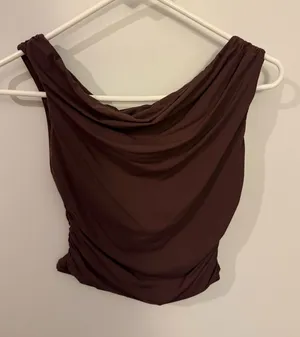Amazon Off the shoulder brown top thumbnail 1