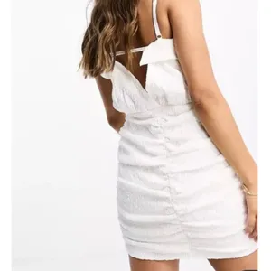 ASOS Women's White Strappy Textured Sleeveless Mini Dress Ruched 6 NWT thumbnail 8