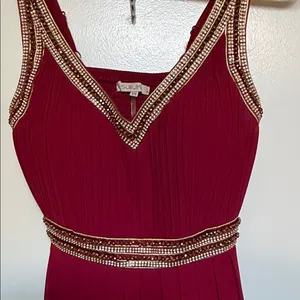 Sublime Beaded V-Neck Maxi Dress in Burgundy thumbnail 3