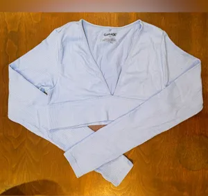 Garage Light Blue Long Sleeve Crop Top thumbnail 1