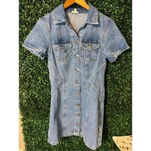 PILCRO Short-Sleeve Denim Button-Front Mini Dress Women's Size 2 Anthropologie thumbnail 5