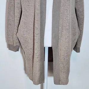 Silence + Noise Brown Distressed Open Knit Cardigan Size Small Tan Cardigan thumbnail 2