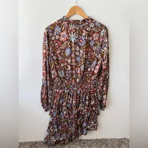 BTFL LIFE Brown Floral Asymmetrical Ruffled Dress‎ Size Large thumbnail 6