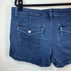 Gap 1969 Pleated Cuffed Jean Shorts Dark Blue Denim Stretch Low Rise Coastal 16R thumbnail 10