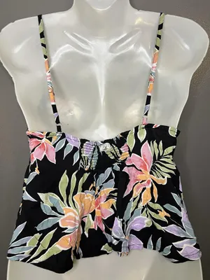 Billabong Tank Top Womens Medium Black Tropical Floral V Neck Strappy Cami thumbnail 5