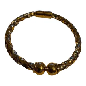 Gold and Silver Twisted Cuff Bracelet One Size thumbnail 1