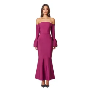 NWT Elliatt Ella Off-Shoulder‎ Bell Sleeve Gown in Wine Sz Small $230 thumbnail 2