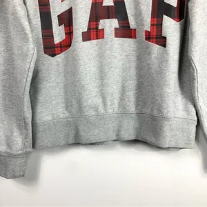 GAP Red & Black Plaid Logo Gray Crewneck Sweatshirt thumbnail 4