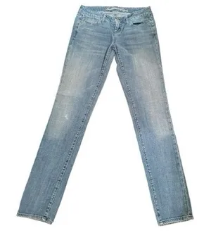 American Eagle Vintage Low Rise Blue Jeans Embroidered Bleached Pattern Pockets thumbnail 1