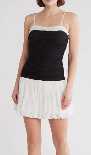 Lush Two Tone Lace Bubble Hem Minidress thumbnail 1