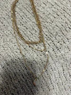 Gold layered necklace with a charm #layerednecklace #jewelry thumbnail 2