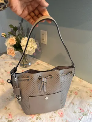 Michael Kors perforated bucket-style bag in gray thumbnail 2
