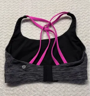 Lululemon All Sport Bra Space Dye Black Pink Strappy Back Size 6 LW2DDXS thumbnail 1