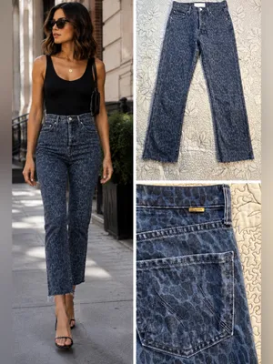 💥MOTHER Superior The Tomcat Sinister Leopard Print Raw Hem Ankle Jeans Size 24🧡 thumbnail 2