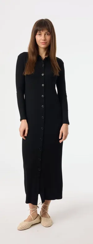 Blank BUTTON DOWN RIBBED MAXI Dress thumbnail 1