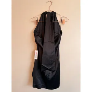 Bardot Mini Dress Women‎ Size 4 Black Lia Satin Halter Ruched Cutout Cocktail thumbnail 4